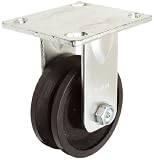 RWM Casters 40 Series Plate Caster, Rigid, V-Groove Iron Wheel, Roller Bearing, 700 lbs Capacity, 4 Wheel Dia, 1-1/2 Wheel Width, 5-5/8 Mount Height, 4-1/2 Plate Length, 4 Plate Width
