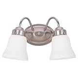Sea Gull Lighting 44019-962 Westmont Two Light Vanity, Brushed Nickel Finish with Satin White Glass