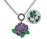 Magnetic Ball Marker Necklace with Purple Rose adorned with genuine Swarovski Crystals and Glitzy Good Luck