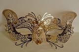 Venetian Gold Mask w/ Metal Fox Laser-cut and Crystals