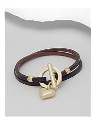 Saddle Brown Heart Leather Bracelet In White Base