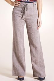 Per Una Pure Linen Roma Wide Leg Striped Trousers [T62-4428I-S]