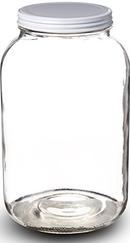 Paksh Novelty Wide Mouth 1 Gallon Clear Glass Jar + Metal Lid With Airtight Liner Seal â€¢ Use for Fermenting Kombucha / Kefir, Storing and Canning â€¢ USDA Approved, Dishwasher Safe (1)