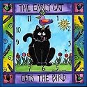 The Early Cat Gets the Bird Kitty Kitten Art Wall Desk Clock Timepiece from Rock Paper Scissors artist Pamela Corwin