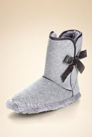 Round Toe Bow Velour Boot Slippers [T82-3639-S]