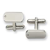 Diamond and Polished Stainless Steel Cuff Links