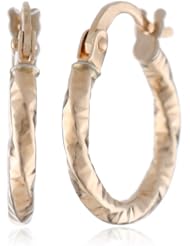 Duragold 14k Yellow Gold Diamond Cut Twisted Hoop Earrings