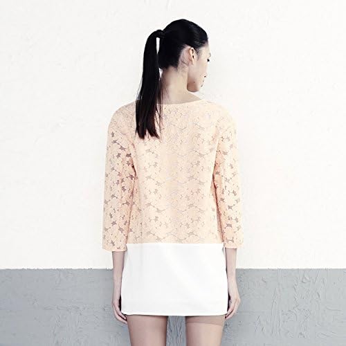 Broadcast Women's Hollowed-out Of Lace Flowers Round Collar Splicing Coat Medium Pale Red