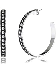 Western Edge Beaded Large Hoop Earrings