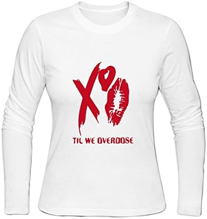 ZIFG Women's XO The Weeknd Logo Cotton Crewneck Long T shirt XL White