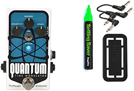 Pigtronix Quantum Time Modulator Chorus/Vibes Pedal Bundle w/ 4 free Items: StageTrix Setting Saver Pen, StageTrix Pedal Fastener, 2x Hosa Patch Cables