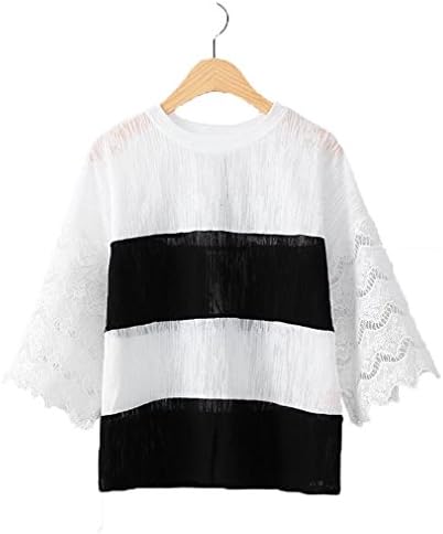 Women's Lace Stitching Stripped T-shirt