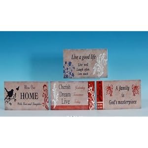 Set of 4 Decorative Inspirational Tile Plaques Set of 4 Decorative Inspirational Tile Plaques