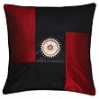 Decorative Handmade Silky Red & Black Cushion Cover / Pillow Sham - Golden Sunflower Design