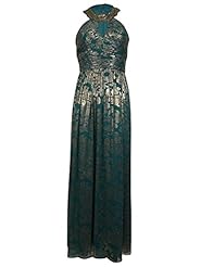 Keyhole Beaded Halter Chiffon/Metallic/Polyester  Dress