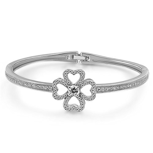 Qianse Four leaf Clover Zirconia Bracelet Wedding Jewelry