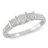 1/2 ct.t.w. Three-Stone Diamond Ring in 10k White Gold, I2-I3, G-H-I
