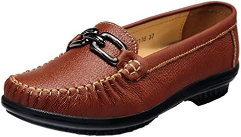 WUXING Christmas Women's Autumn Fashion Slip-On Leather Boat Shoes (5.5 B(M)US, claret)