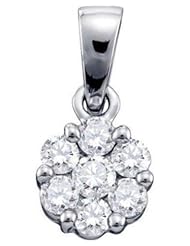 1 cttw 14k White Gold Diamond Flower Pendant (Real Diamonds: 1 cttw)