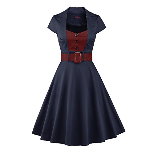 LUOUSE Women's Vintage 1950s Sleeveless Swing Cocktail Party Tea Dresses