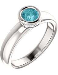 Platinum 5.00mm Round Cut Zircon and Diamond Ring -- LIFETIME WARRANTY
