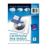 Avery Self-Adhesive Media Holder. 10PK SELF-ADHESIVE CD/DVD/ZIP DISC HOLDERS LABELS. 1 CD/DVD Capacity - Vinyl - 10 / Pack - Clear