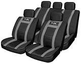 Electronics : 14pce Leather Look Universal Car Seat Covers - Black/Grey