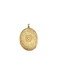 29.25x20.5 mm Oval Locket with Rose and Diamond in 14K Yellow Gold