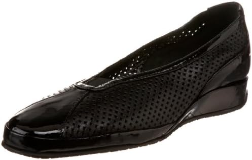 Amalfi by Rangoni Women's Erana Flat,Black Nappa/Black Patent,9.5 S US
