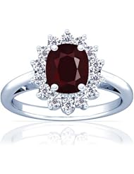 Platinum Cushion Cut Ruby Ring With Sidestones