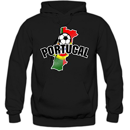 Portugal EM 2016 #1 Hoody | Fußball | Herren | Trikot | Nationalmannschaft, Farbe:Schwarz (Black F421);Größe:S