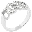 Joining Hearts Silver Tone Cubic Zirconia CZ Promise Ring (Size 5,6,7,8,9,10)