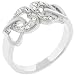 White Gold Rhodium CZ Hearts Ring with 2 Pave CZ Hearts Conjoined in the Center in Silver Tone in Sizes 5-10 with 1.5 Total Carat Weight