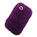 Fuzzy Green Limited Women Girly Cute Bling Diamonds Bowknot Design Fluffy Soft Warm [Genuine Rex Rabbit Fur] Case Back Cover Apple iPhone 5 5S SE - Purple