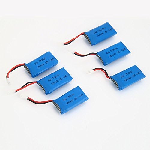 6 Pcs 3.7V 380mAh RC QuadCopter Battery + Battery Charger for JXD 392 JXD388 & Wltoy V939 V202 & UDI U816 & Hubsan X4 Hubsan H107
