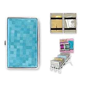Glitz Metallic Checkered Credit Card Case Mini Wallet