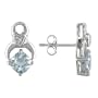 10k White Gold 1 Carat Aquamarine and Diamond Earrings