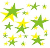 set of 202 Yellow and Lime Green stars Vinyl wall lettering stickers quotes and sayings home art decor kit peel stick mural graphic appliques decal