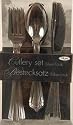 18 tlg Plastikbesteck Einweg Messer Gabel Löffel Edelstahl-Look silber