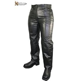 Xelement <font color=magenta>Ladies</font> Five Pocket Motorcycle Buffalo Leather Pants - Size : 20