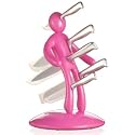 The EX 5-Piece Stainless-Steel Knife Set with Unique Holder Pink