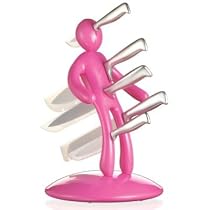 The EX 5-Piece Stainless-Steel Knife Set with Unique Holder Pink