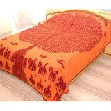 Tree of Life Hand Wooden Block Print Gudari Work Bedspread - Full / Queen Size 13 (Caral 13)