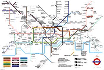 London Underground Map Maps Poster Print, 36x24