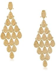 Bling Jewelry 14k Gold Plated Teardrop Micro Pave CZ Chandelier Earrings Omega