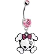 Pink Polka Dot Bow Skull Belly Ring