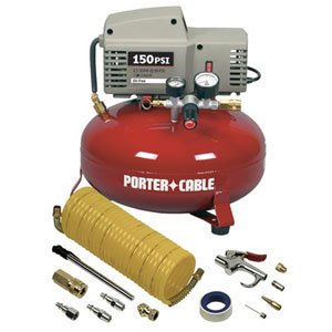 Porter-Cable C2001-WK 7.5 Amp draw 1-1/2 Horsepower 6 Gallon Oil-Free Pancake Compressor with 13 Piece Accessory Kit 