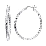 CleverSilver's Diamond Cut Hoop Sterling Silver Earrings