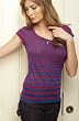 Bella Ladies Cheryl Burnout Varigated Stripe T-shirt