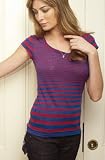 Bella Ladies' Cheryl Burnout Varigated Stripe T-shirt